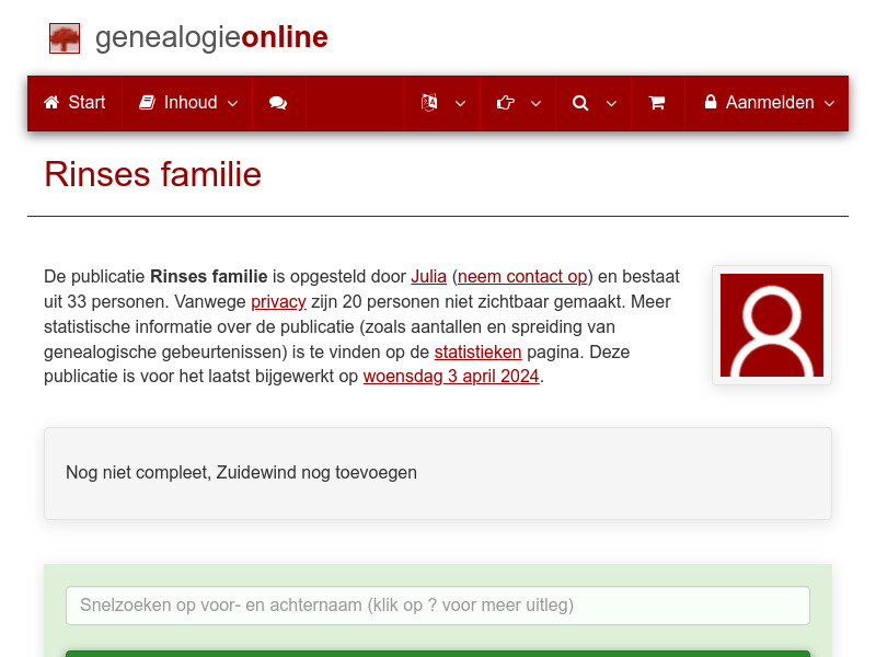 Screenshot van website