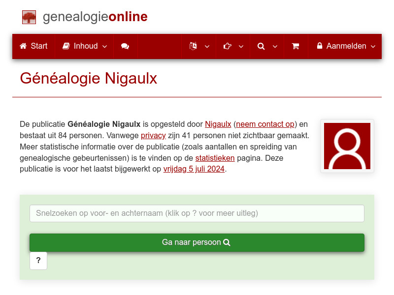 Screenshot van website