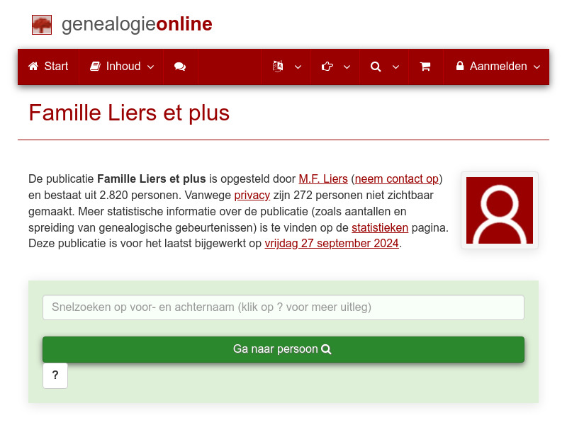 Screenshot van website