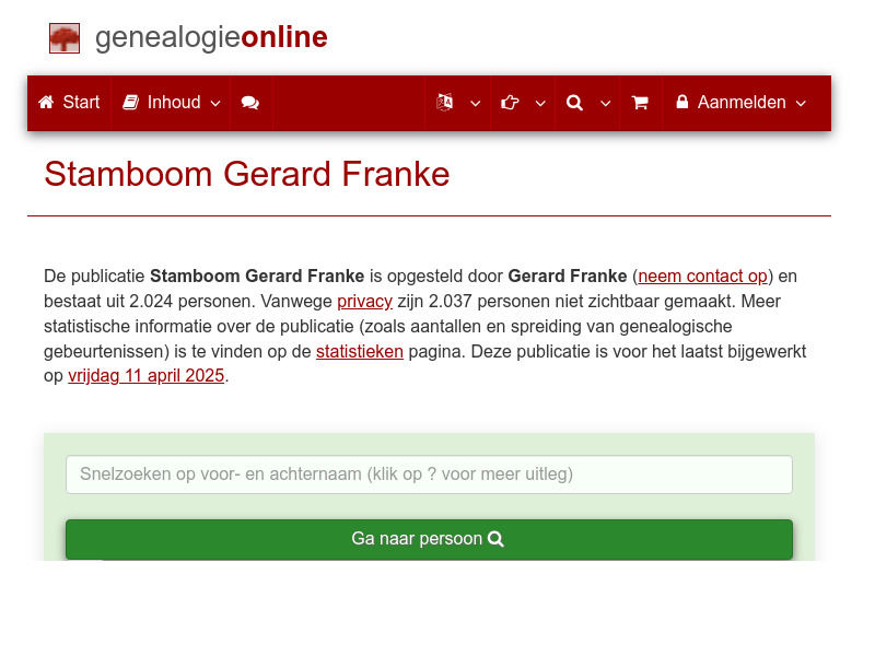 Screenshot van website