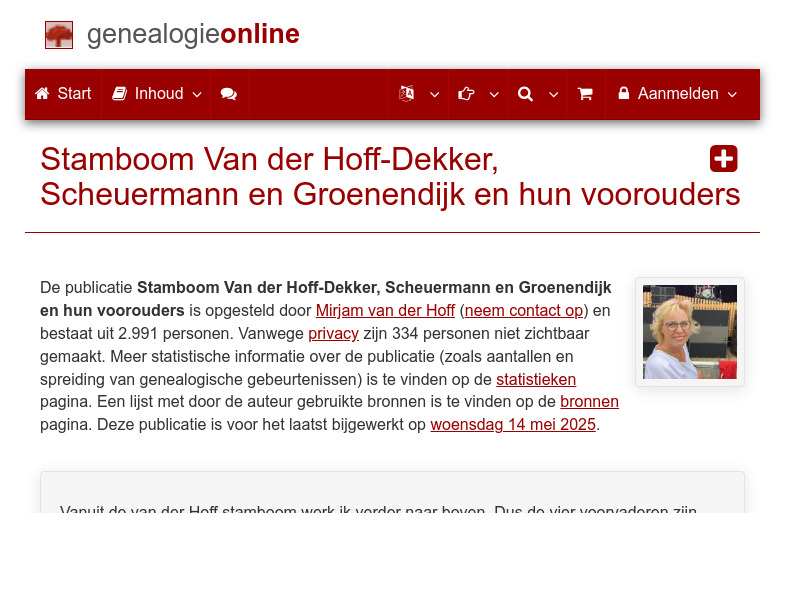 Screenshot van website
