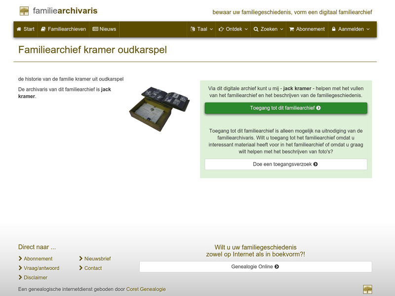 Screenshot van website