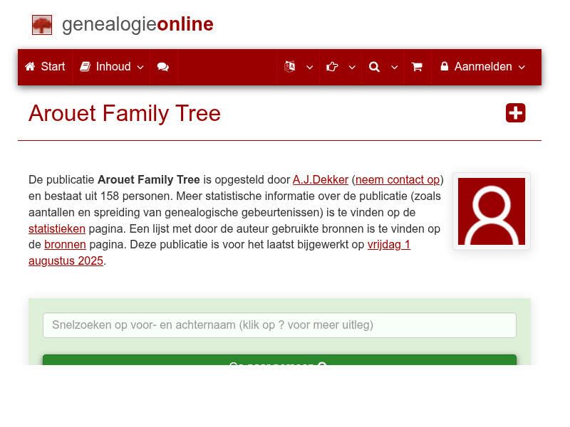 Screenshot van website