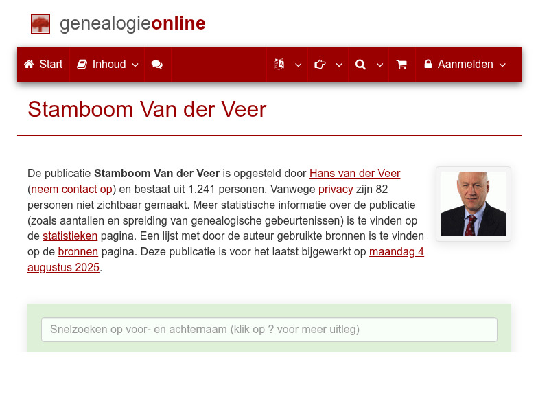 Screenshot van website