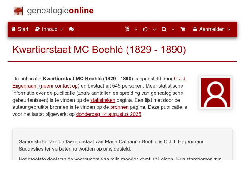 Screenshot van website