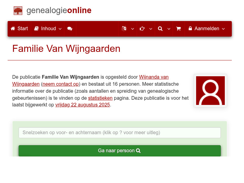 Screenshot van website