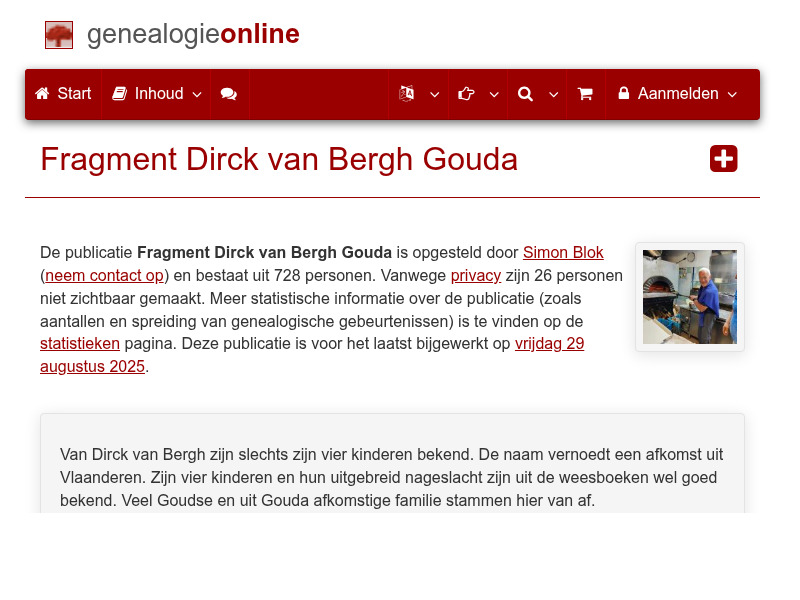 Screenshot van website