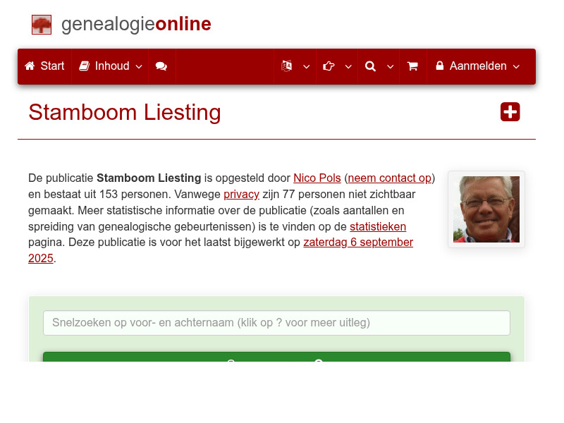 Screenshot van website