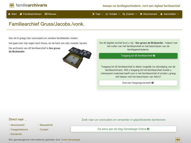 Screenshot van website