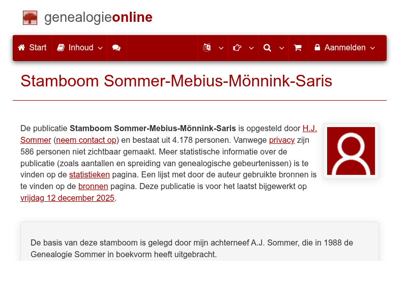 Screenshot van website