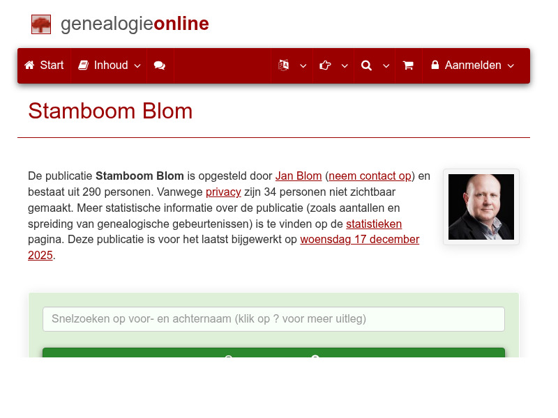 Screenshot van website