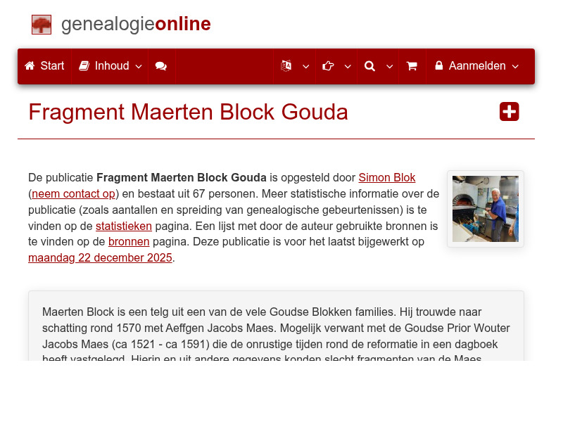 Screenshot van website