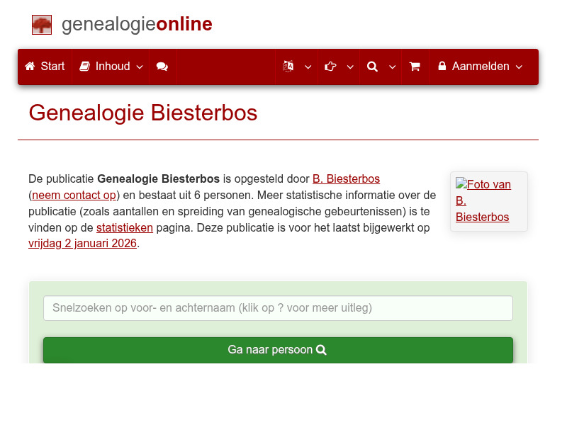 Screenshot van website