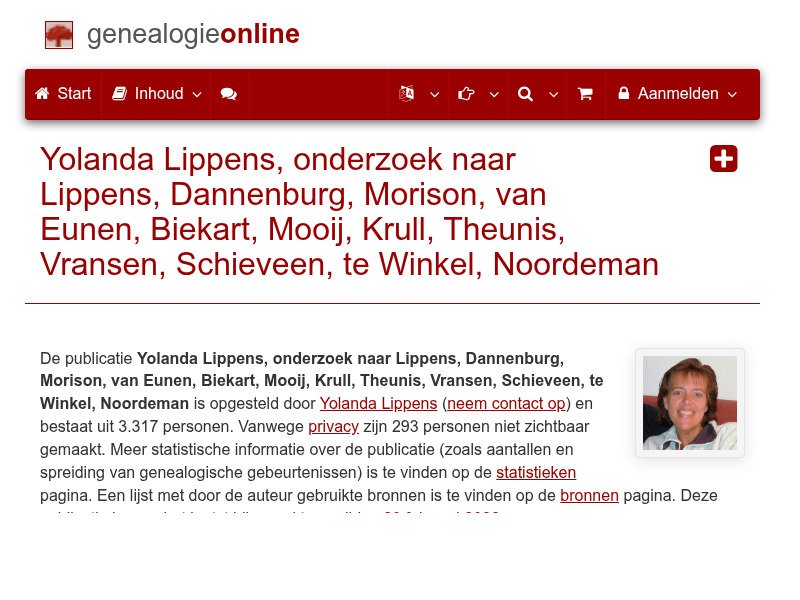 Screenshot van website