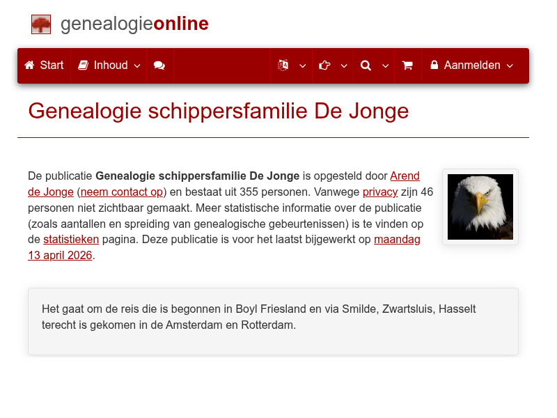 Screenshot van website