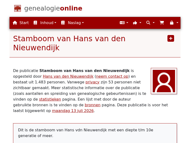 Screenshot van website