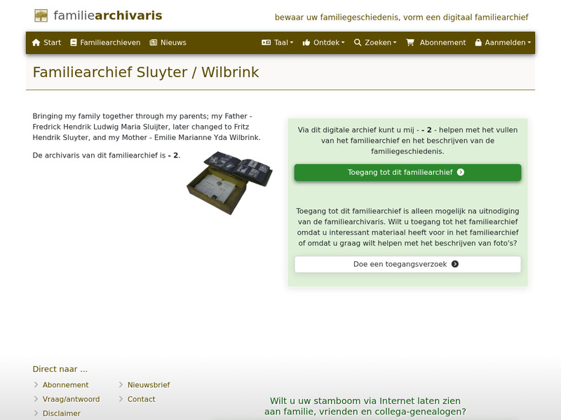 Screenshot van website