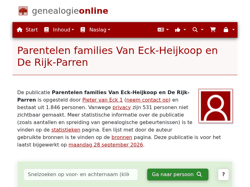 Screenshot van website