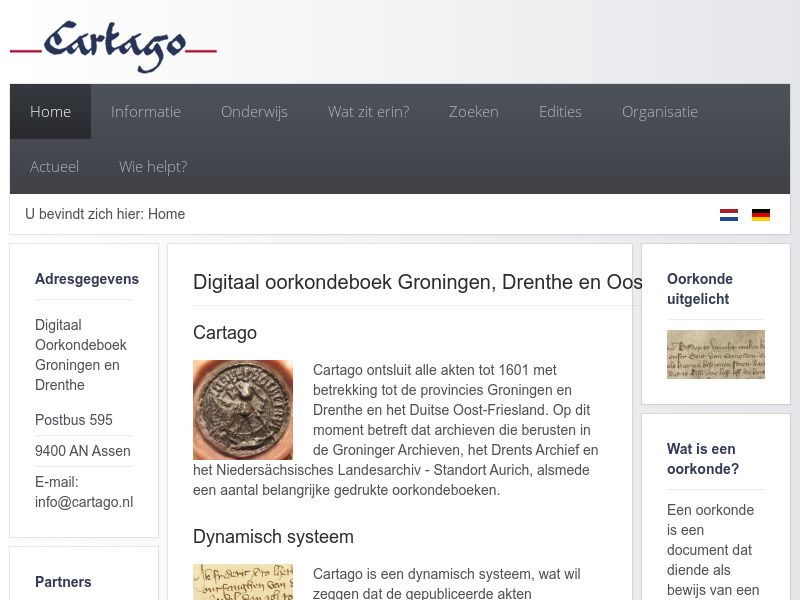 Screenshot van website