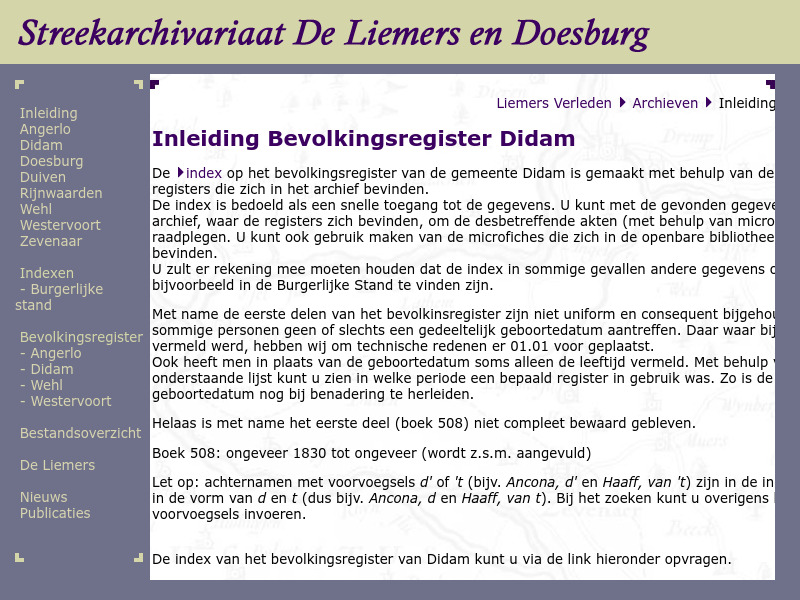 Screenshot van website