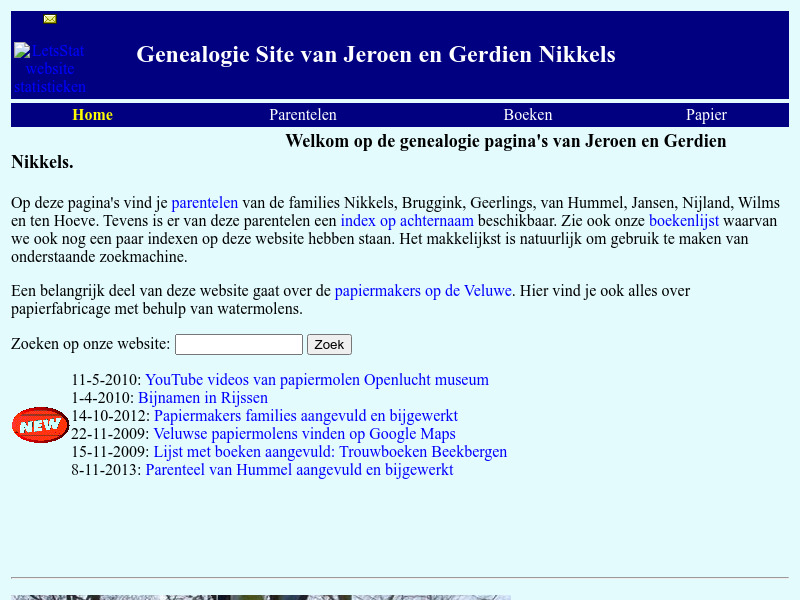 Screenshot van website