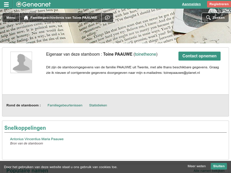 Screenshot van website