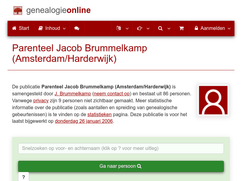 Screenshot van website
