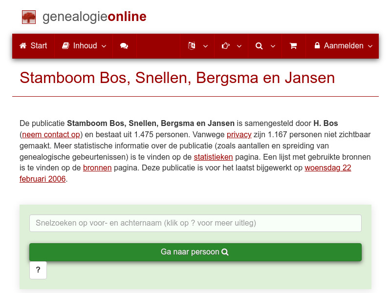 Screenshot van website