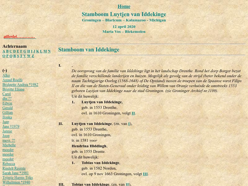 Screenshot van website