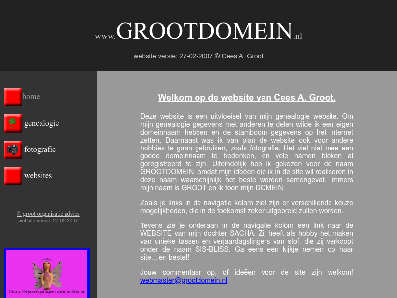 Screenshot van website