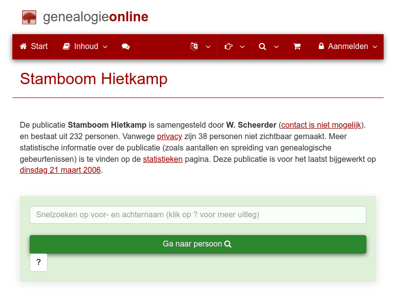 Screenshot van website
