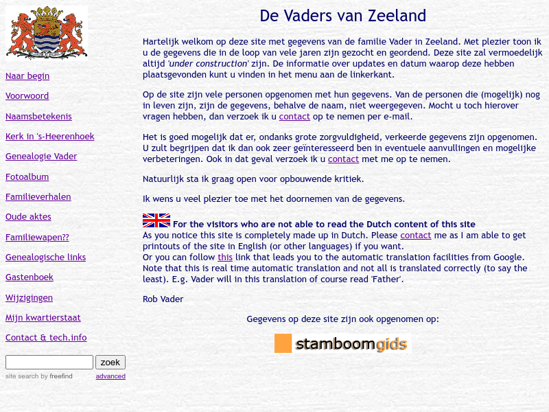 Screenshot van website