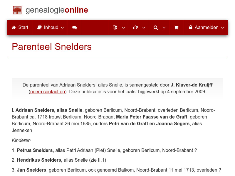 Screenshot van website