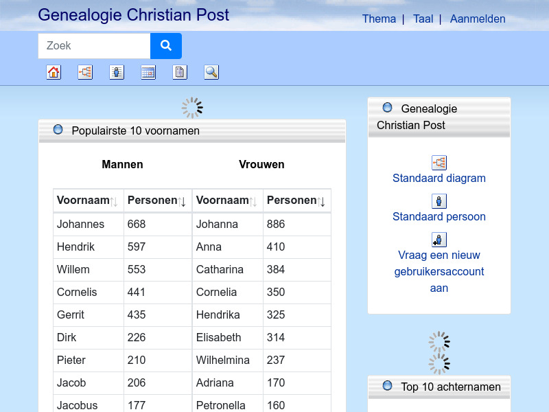 Screenshot van website