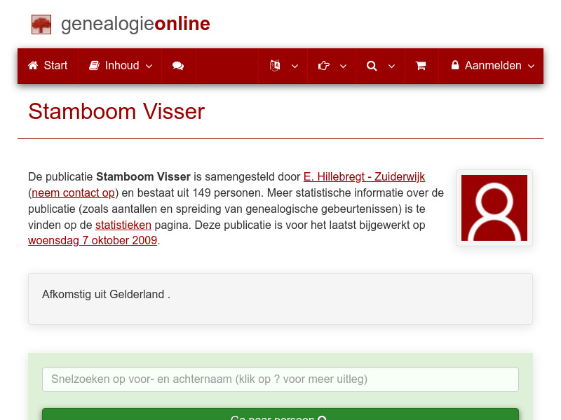 Screenshot van website