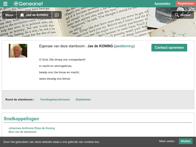 Screenshot van website