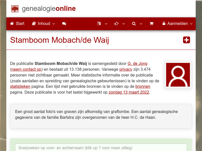 Screenshot van website