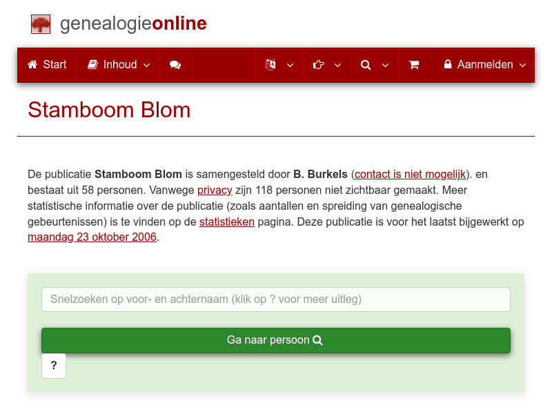 Screenshot van website