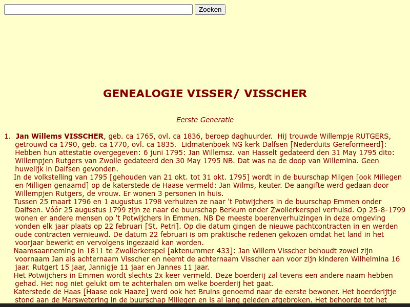 Screenshot van website