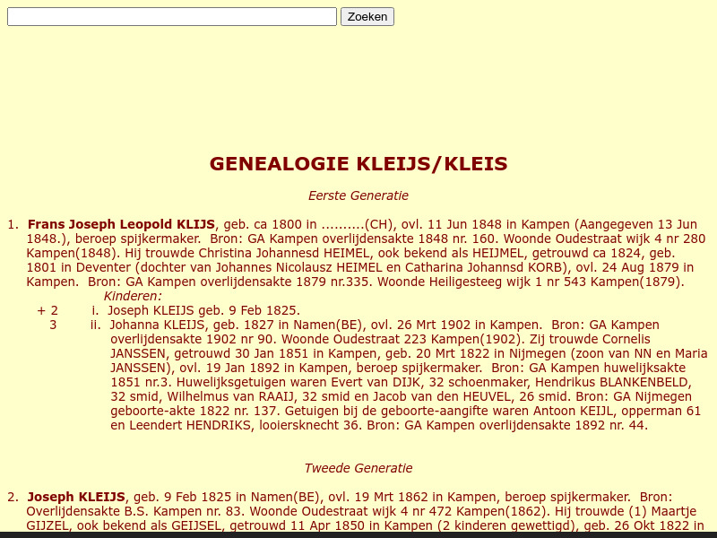Screenshot van website