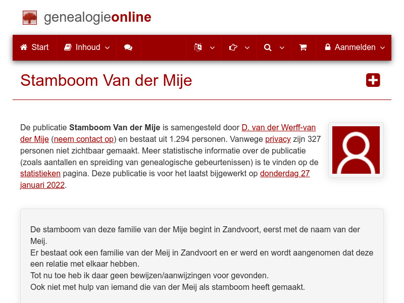 Screenshot van website