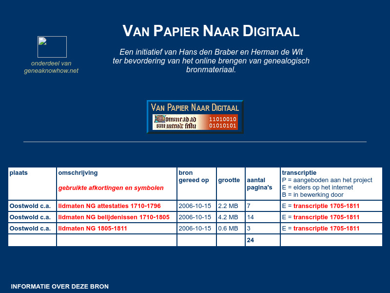 Screenshot van website