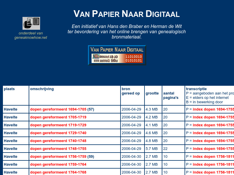 Screenshot van website