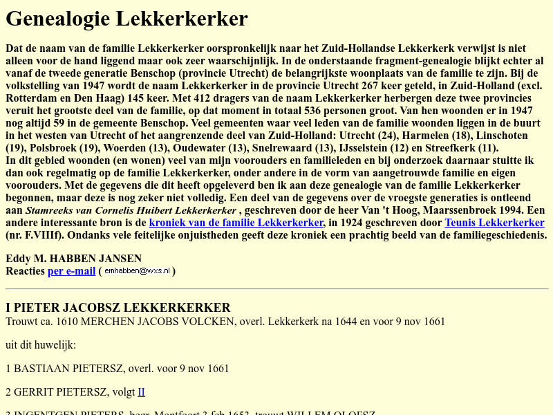 Screenshot van website