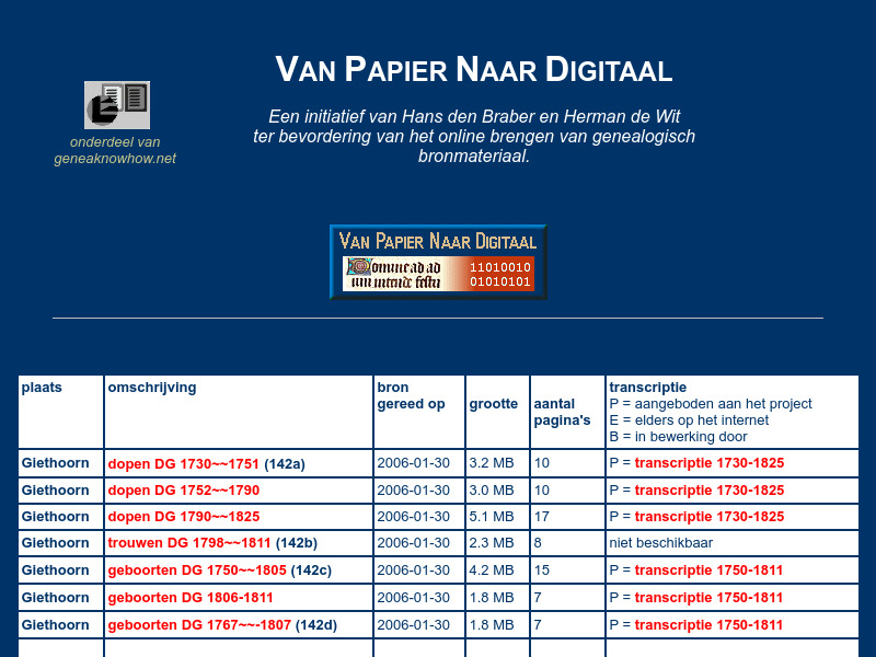 Screenshot van website