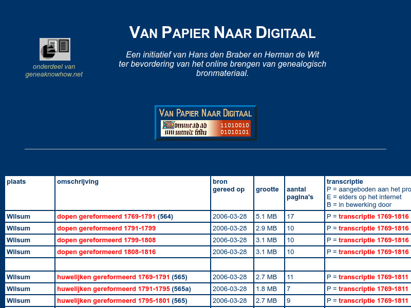 Screenshot van website
