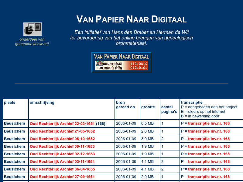 Screenshot van website
