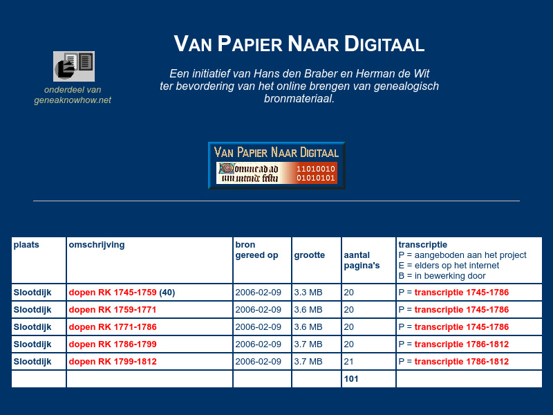 Screenshot van website