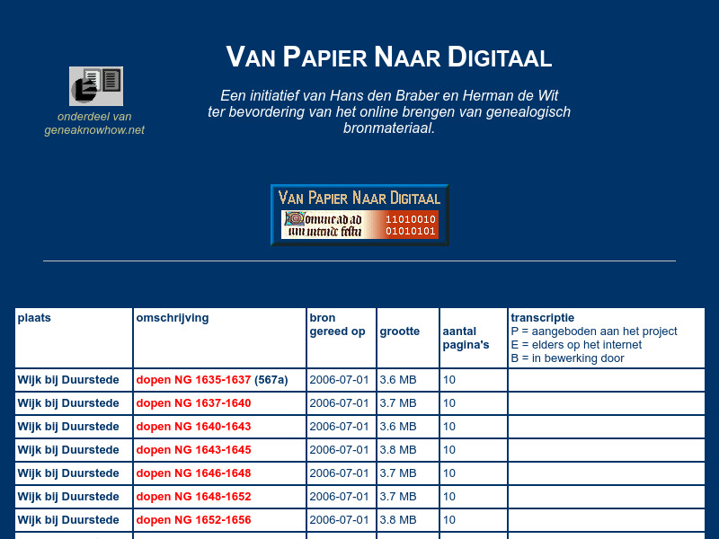 Screenshot van website