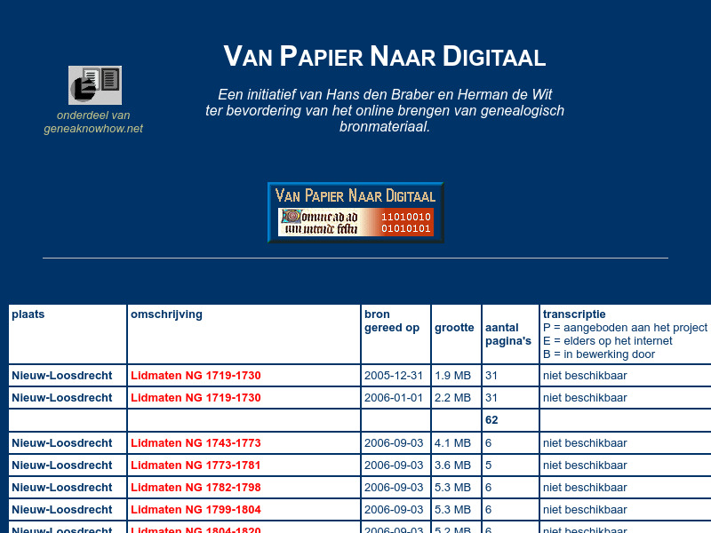 Screenshot van website